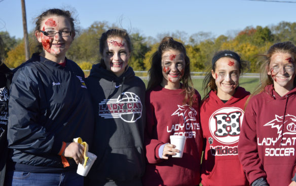 Henry County Middle School students, from left, Gracie Shields, Emma Morgan, Emma Laroche, Jenna Hardin and Mia Hall got into the spirit while participating in the school's Zombie 5K Run, held on Oct. 22, 2016. This fundraiser is one of the many ways the district has tried to emphasize the importance of keeping both students and teachers active. Submitted photo by Melissa Jeffries