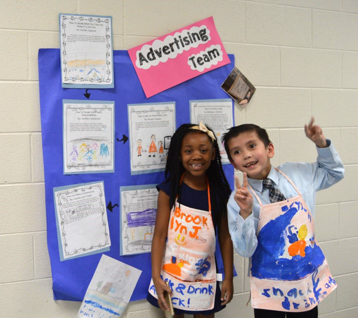 Students in Whitney McWhorter’s class at Lemons Mill Elementary (Scott County) explain the responsibilities of employees serving on a marketing team. Over five weeks, the entire 2nd-grade class at the school divided into teams, such as accounting and marketing, to create a new business. Their pop-up businesses were showcased at the school's Exhibition Night in late March. Submitted photo by Rebecca Powell