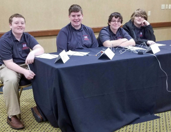 The Casey County Middle School academic team including members, from left, Cameron Beeler, Benton Hayes, Case Gadberry and Drekken Pyles, made it to the Governor's Cup for the first time in 2018. Photo submitted 