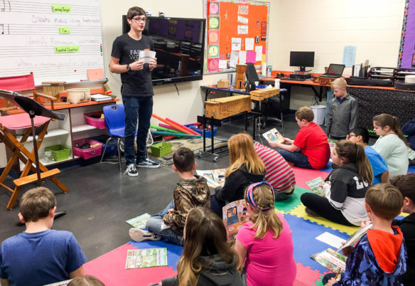 Fifth-grade students at Taylorsville Elementary (Spencer County) are being taught about repsonsibility by a Spencer County High School student. The district's new Work Ethic Certification program is based on Junior Achievement’s curriculum with grades 4-12 each learning different skill. Photo submitted