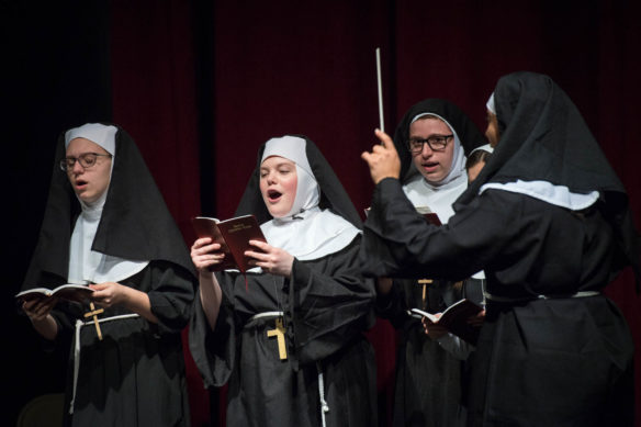 The cast members of the Boyle County High School's production of "Sister Act" perform at the Ragged Edge Community Theater in Harrodsburg. The students perform between three and five different productions each year. Photo by Bobby Ellis, May 12, 2018