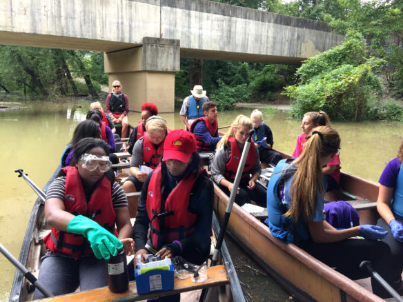 Students in Angela Page’s creek class take to Beargrass Creek in canoes as they perform water quality tests on the Ohio River tributary. Page’s class exposes students to work in chemistry, forestry, botany and other disciplines. Photo submitted