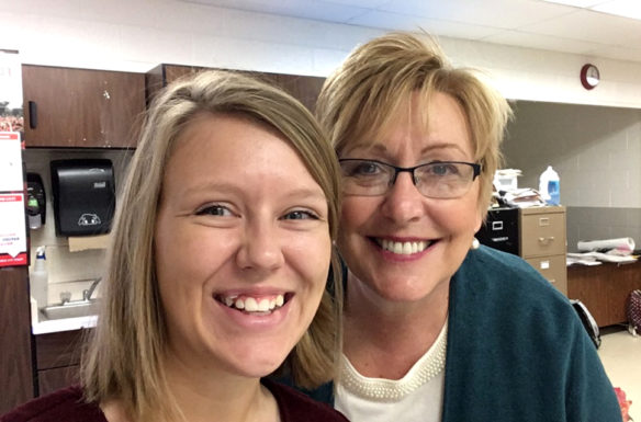 Brianna Guy, left, took every class offered by former Bell County High School family and consumer sciences teacher Rosemary Jones. Now Guy, a student at Western Kentucky University, hopes to follow in Jones’ footsteps at the school, where the family and consumer sciences program was suspended this year upon Jones’ retirement. Guy said Jones’ classes gave her a place to fit in at school, and she came to appreciate the curriculum she hopes to teach. Photo submitted