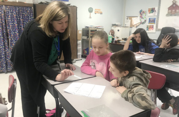 Melissa Smith works with students in her 5th-grade classroom at LBJ Elementary School (Breathitt County). Smith said she hopes to use what she learned through the National Board certification process to help both her students and her colleagues. Photo submitted