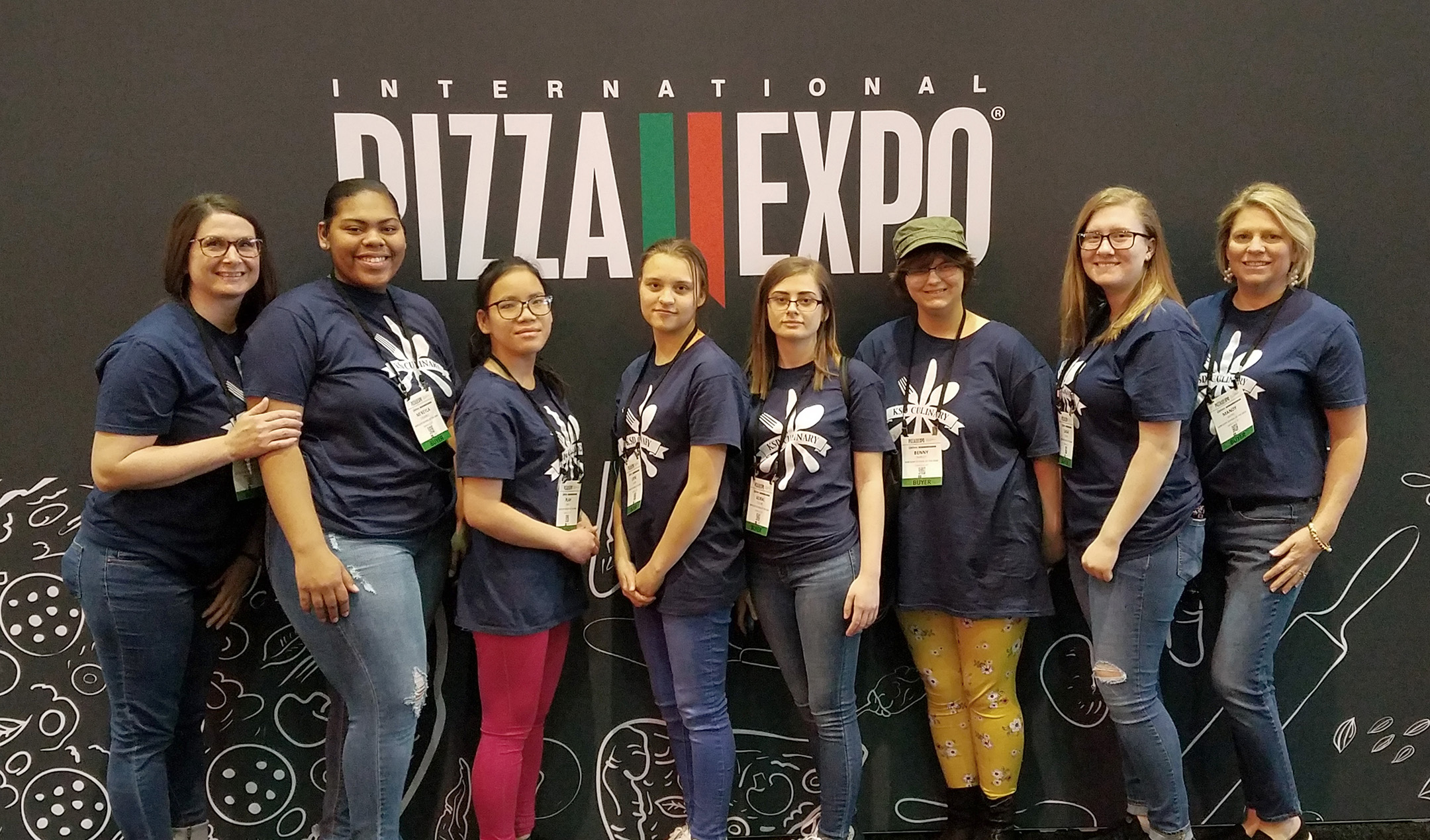 Six students from the Kentucky School for the Deaf (KSD) placed third in the 2019 Deaf Culinary Bowl in Las Vegas. The Def Chefs, as they call themselves, consist of seniors Sarah Joiner and Aeiral Collins, juniors Layne Adkins, Plah Meh and Benny Shirley, and sophomore Mi’Keyla Crumble. While on the trip, KSD’s students attended the International Pizza Expo, which also was being held in Las Vegas. Photo submitted by Mandy Byrne