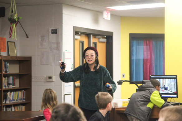 Ms. teaching her class Chinese. The students couldn't keep their eyes off of her. She is a very fun teacher who loves her language! Photo by Megan Gross