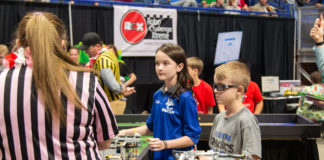 Bell Central School Center (Bell County) students Sophia Goode and Eli Knuckles compete in the Robo Challenge Xtreme competition at the STLP State Championship.