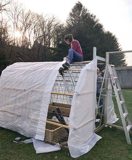 Olivia Moore, a junior at Western Hills High School in Franklin County, works on a greenhouse.