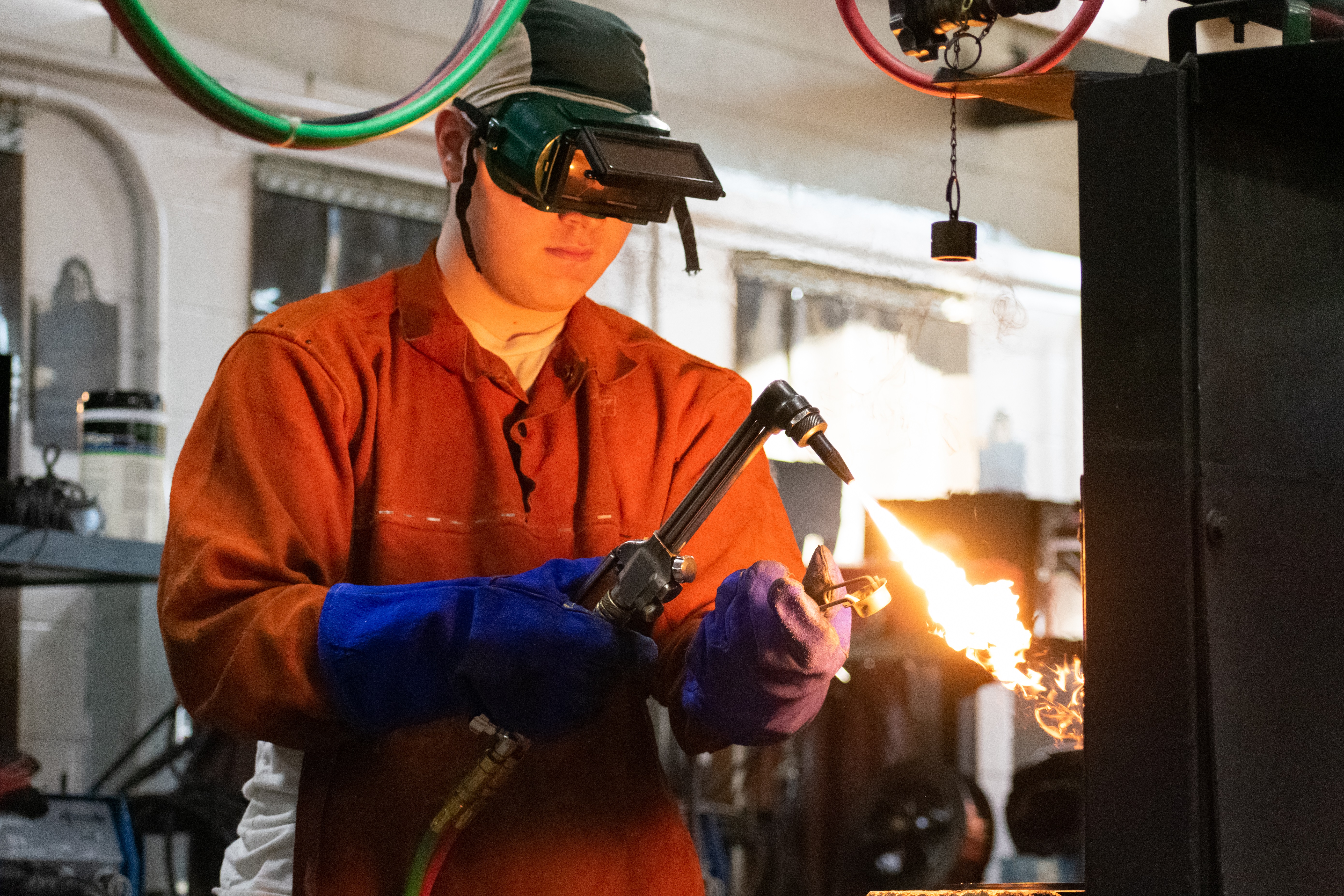 A student works during a welding class at Corbin Area Technology Center. Photo by Jacob Perkins, Oct. 2, 2019