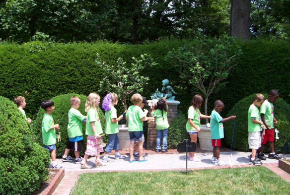 Students tour the formal garden at Ashland, The Henry Clay Estate.