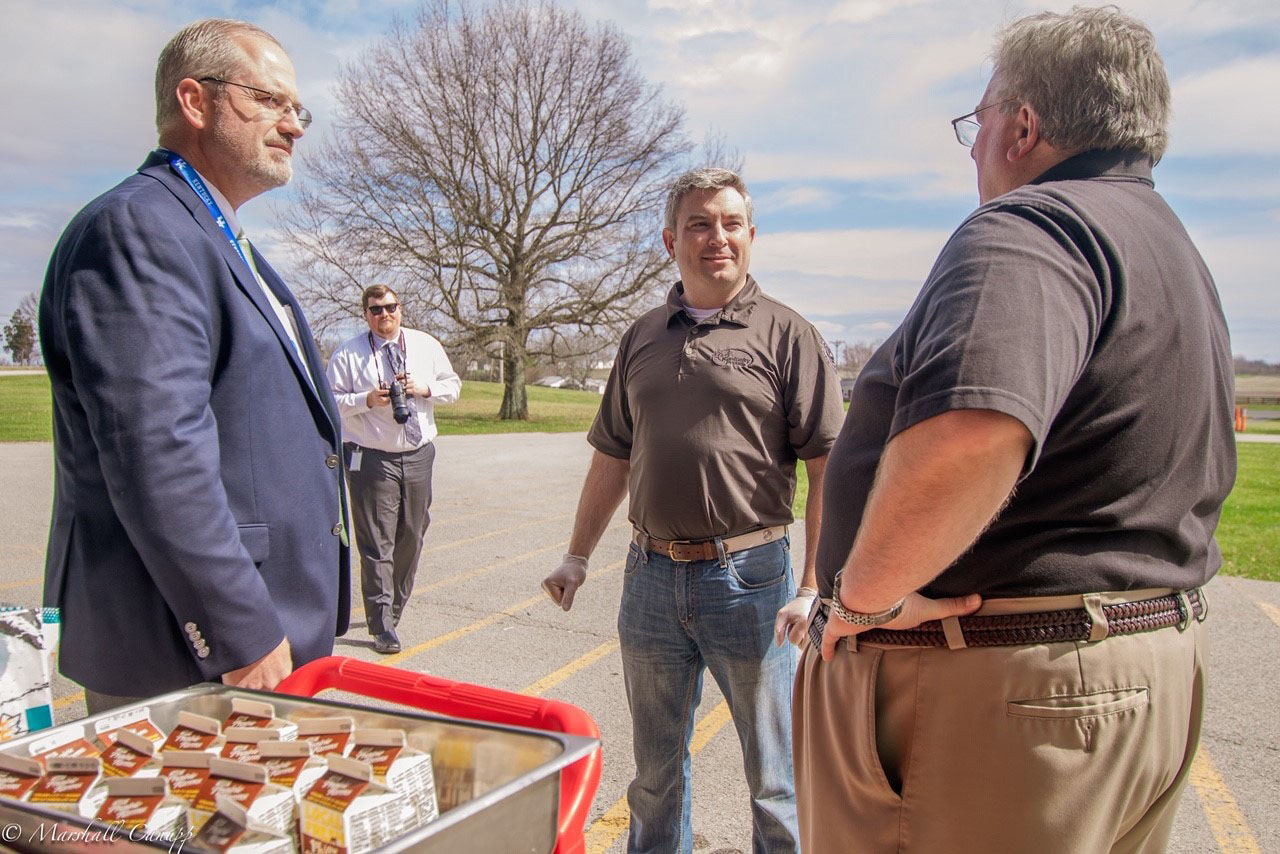Agriculture Commissioner Ryan Quarles assisted Harrison County School Superintendent Harry Burchett and other school officials with meal distribution due to school closures caused by the COVID-19 (coronavirus) outbreak.