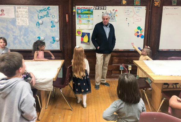 David Karem visits a classroom at Bloom Elementary School (Jefferson County) in February 2020.