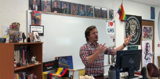 Christopher McCurry, Kentucky’s 2021 High School Teacher of the Year, teaching in his classroom.