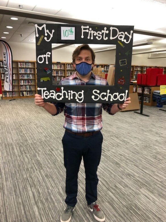 Christopher McCurry poses for a photo on the first day of school.