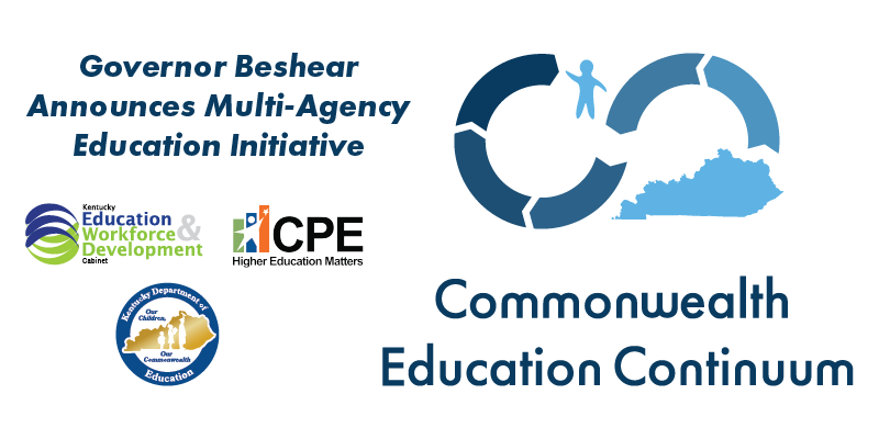 Graphic reading Governor Beshear announces multi-agency education initiative: Commonwealth Education Continuum