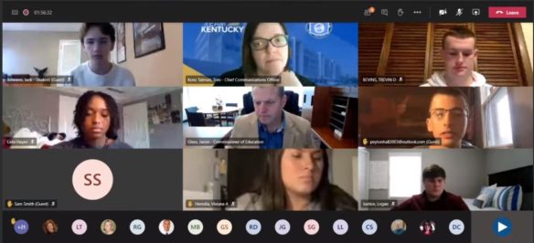 A screen shot of the virtual Commissioner's Student Advisory Council meeting.