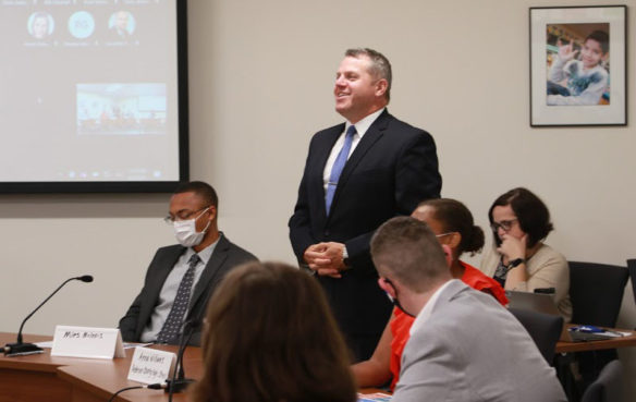 Education Commissioner Jason E. Glass speaks with the Commissioner's Student Advisory Council during its June 1 meeting.