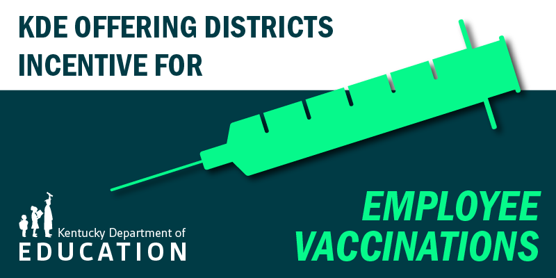 Graphic reading: KDE offering districts incentive for employee vaccinations.