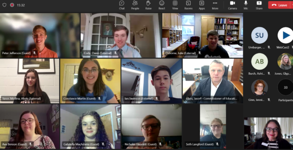 A screenshot of the May 30 virtual Commissioner’s Student Advisory Council meeting.
