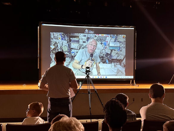 Middlesboro community members, including educators, students, parents, elected officials and others, gathered for a live video call with Astronaut John Shoffner on May 26 at Middlesboro Independent's Central Arts Auditorium.