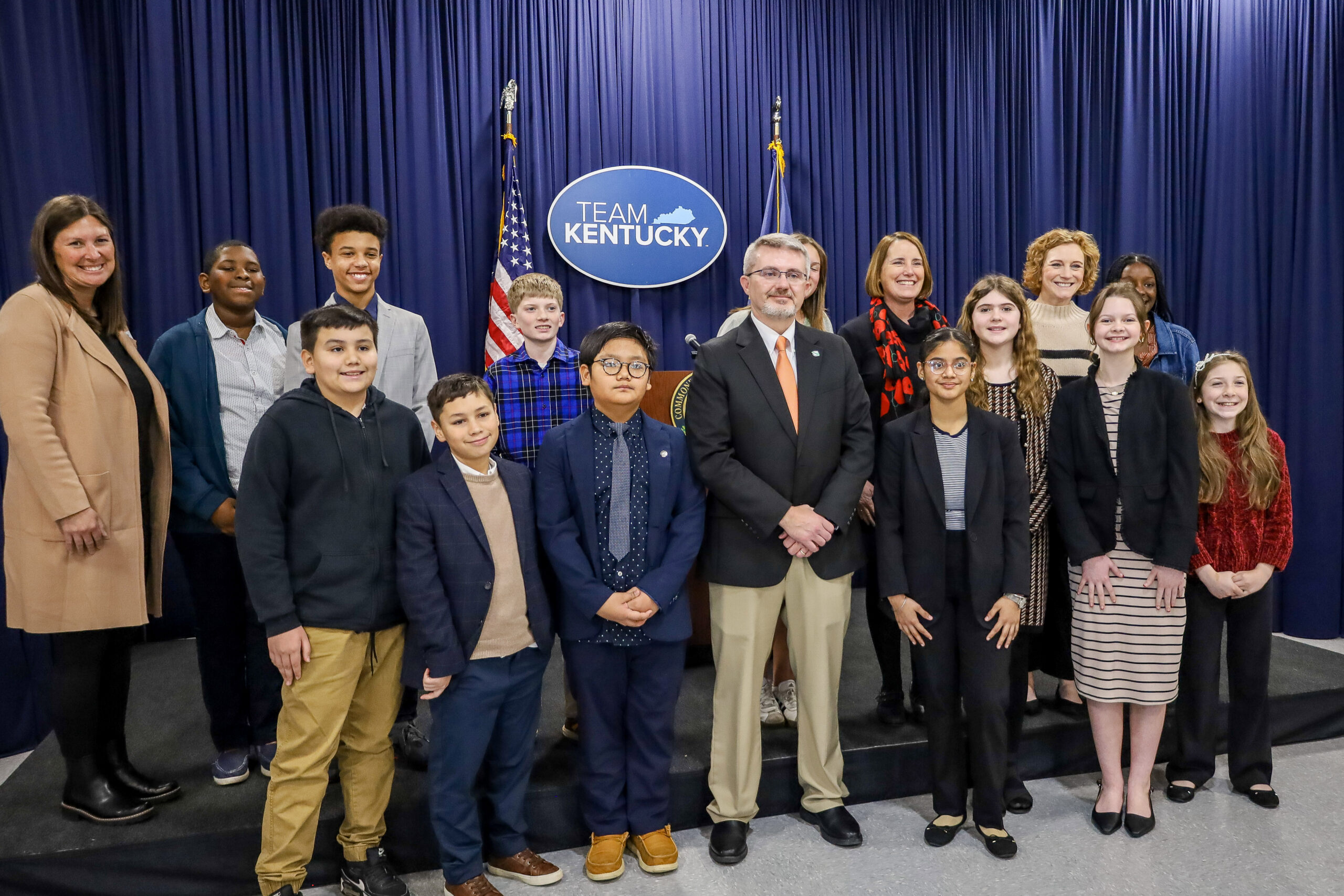 Commissioner Fletcher with Gifted Education students,