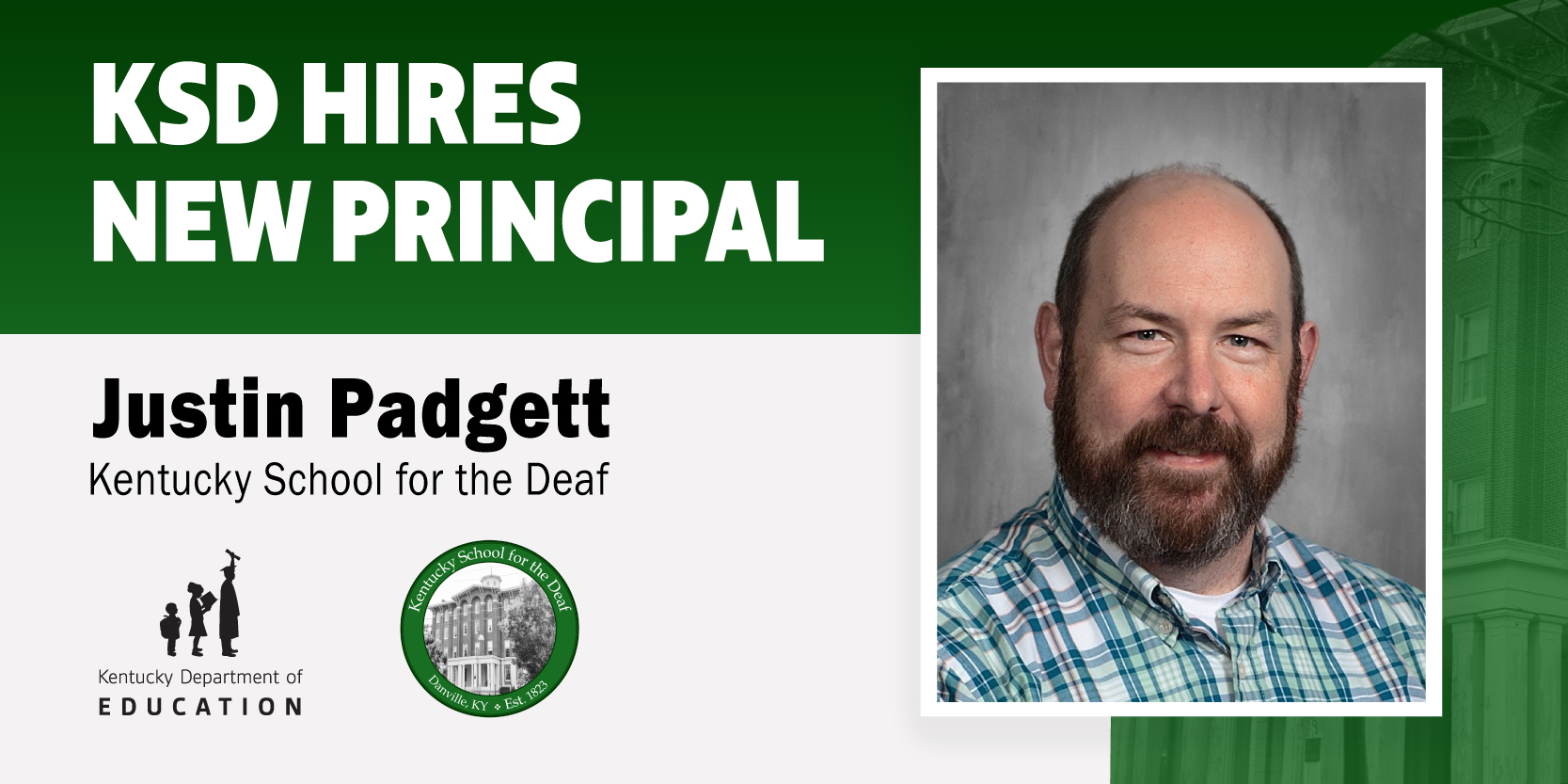 Graphic for Kentucky School of the Deaf principal